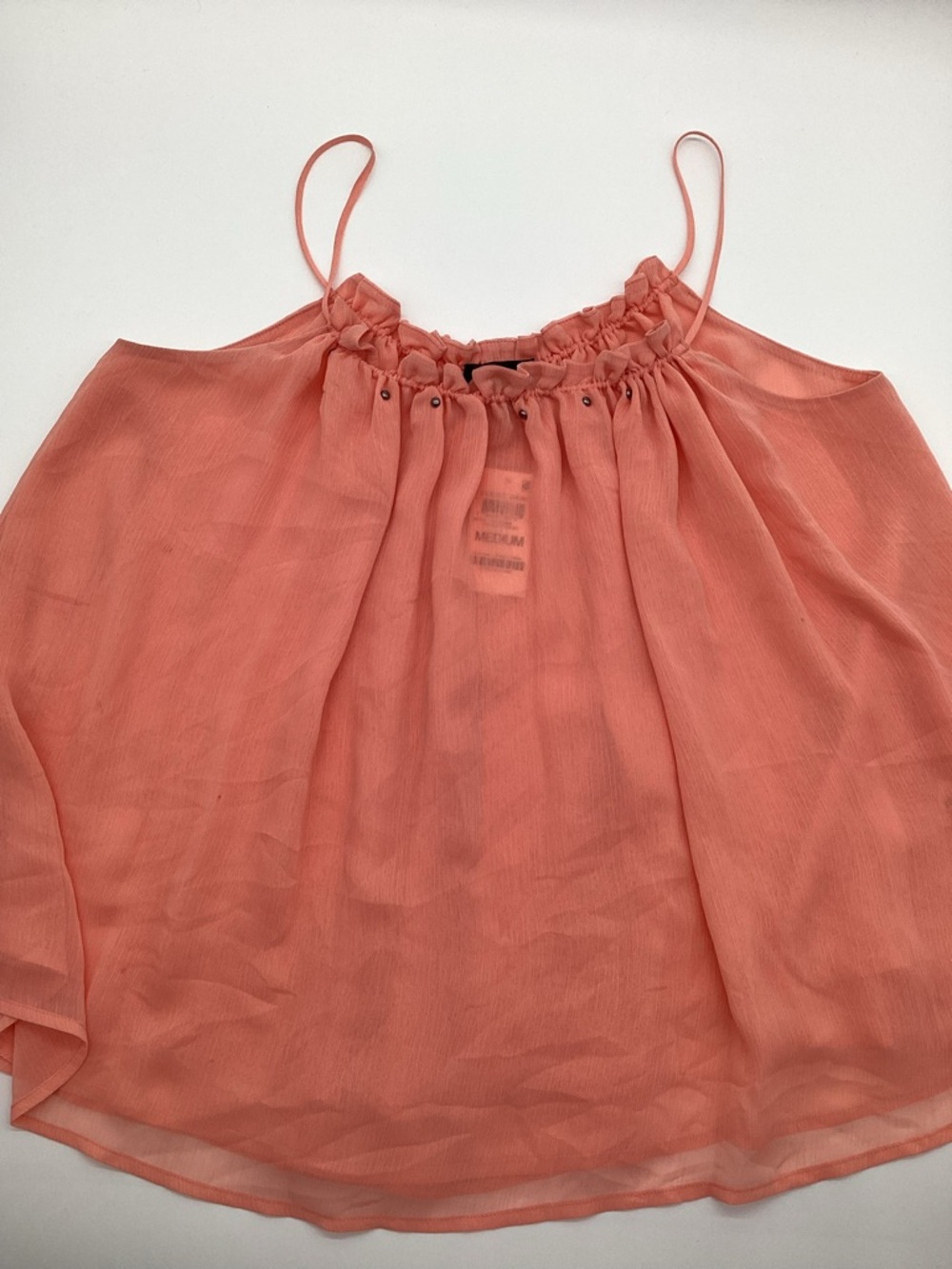 INC International Concepts Coral Ruffled Neck Spaghetti-Strap Cami NWT